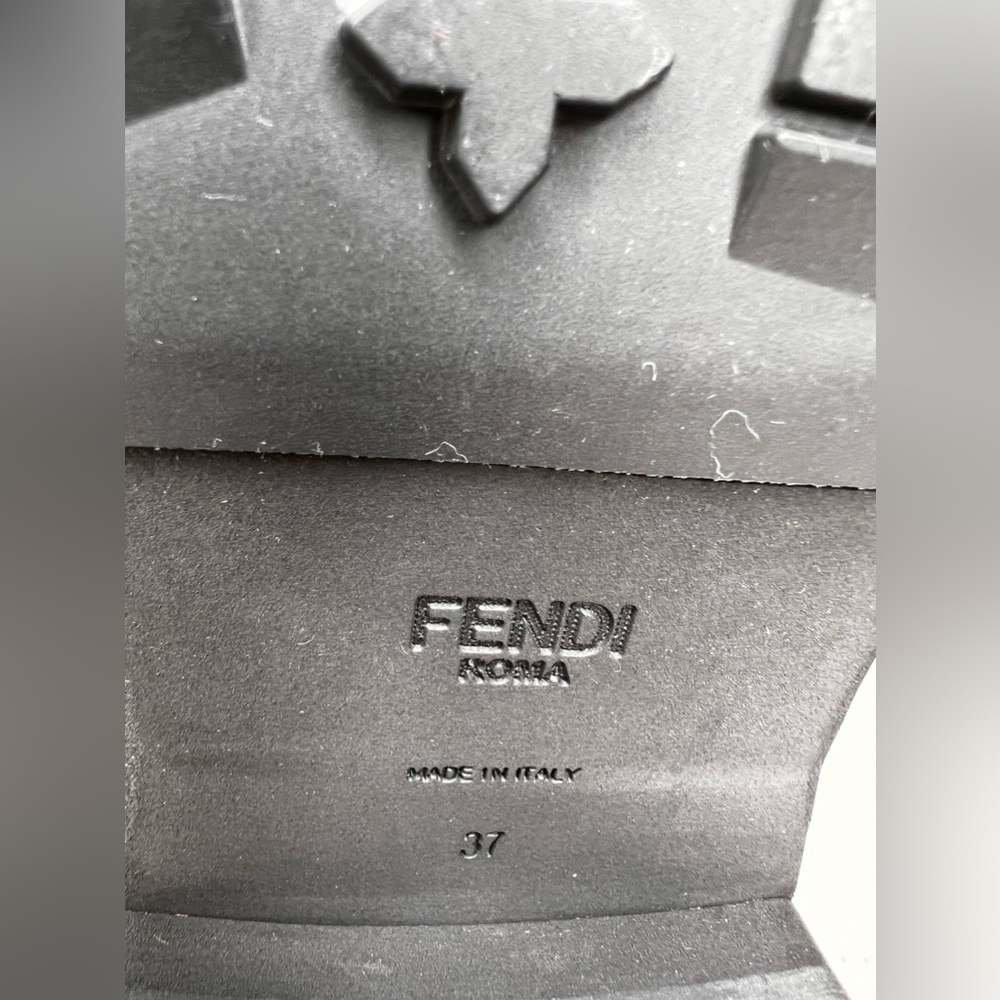 Authentic Fendi Rockoko Knit Leather Combat Boots Lace Up Size 7 - Picture 8 of 8